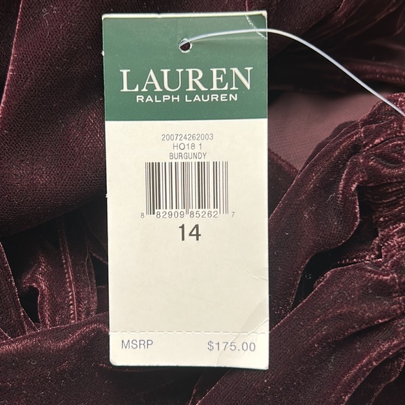 LAUREN RALPH LAUREN VELVET DRESS SIZE 14 MSRP $175.00 NWT - Picture 9 of 11